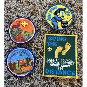 Vtg Boy Scout Patches '75 POW WOW Drummer 94 Lasalle Council '89 3 Rivers Camp